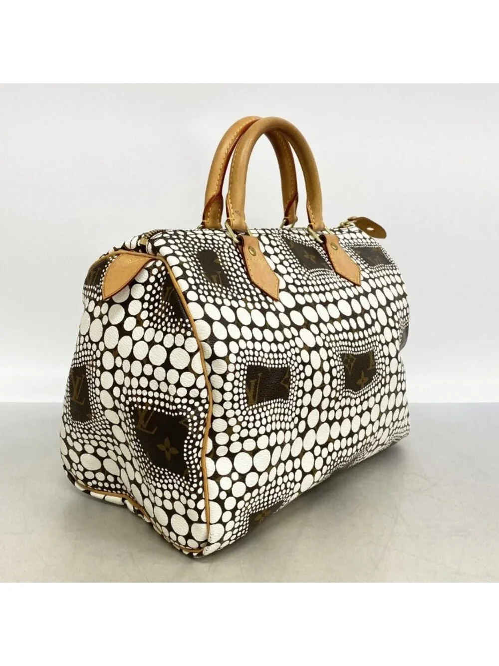 Louis Vuitton Handbag Monogram Town Yayoi Kusama Collaboration Speedy 30 Blanc